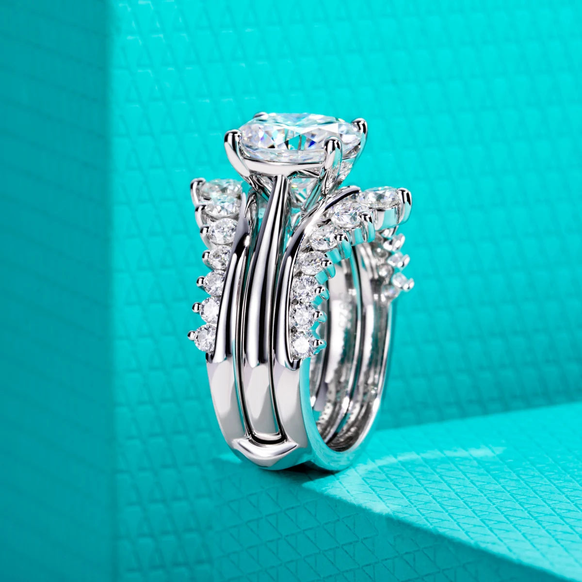 3 CT Oval Cut Moissanite Bridal Set Ring