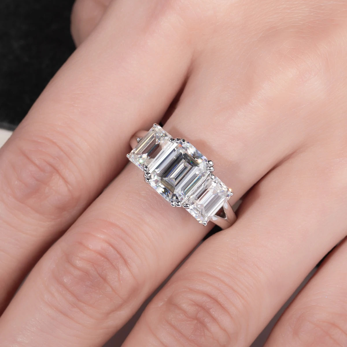 5 CT Emerald Cut Moissanite Engagement Ring