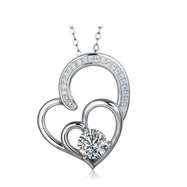 6MM Heart Shaped Moissanite Pendant Necklace | Round Cut.