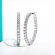 3mm 5.6cttw D Color Moissanite Big Hoop Earrings - 925 Sterling Silver Luxury Huggie Earrings for Women.