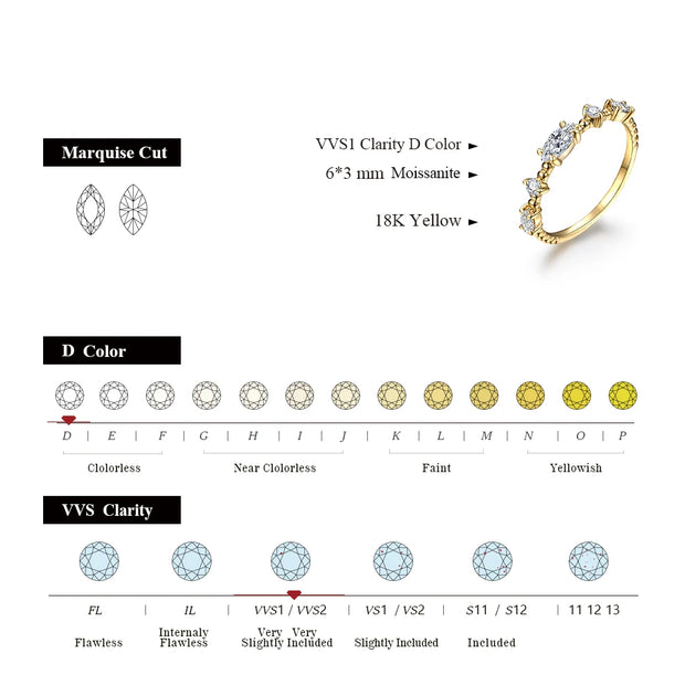 D/Color VVS1 Moissanite Ring for Women Luxury