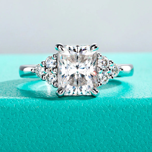 GK Moissanites 3ct Radiant Cut D Color Moissanite Engagement Ring