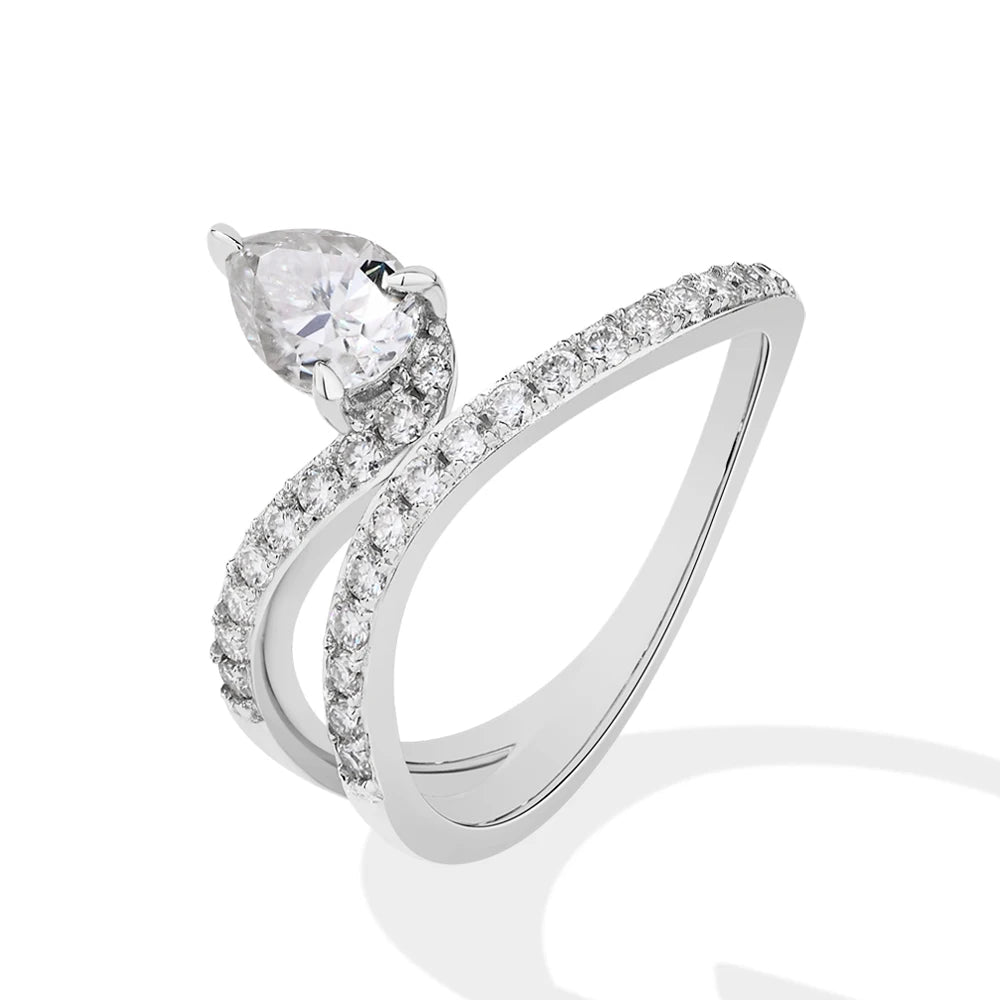 0.8 CT Pear Cut D VVS1 Moissanite Ring