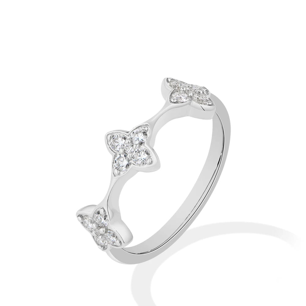 Lucky Clover Flower Moissanite Ring