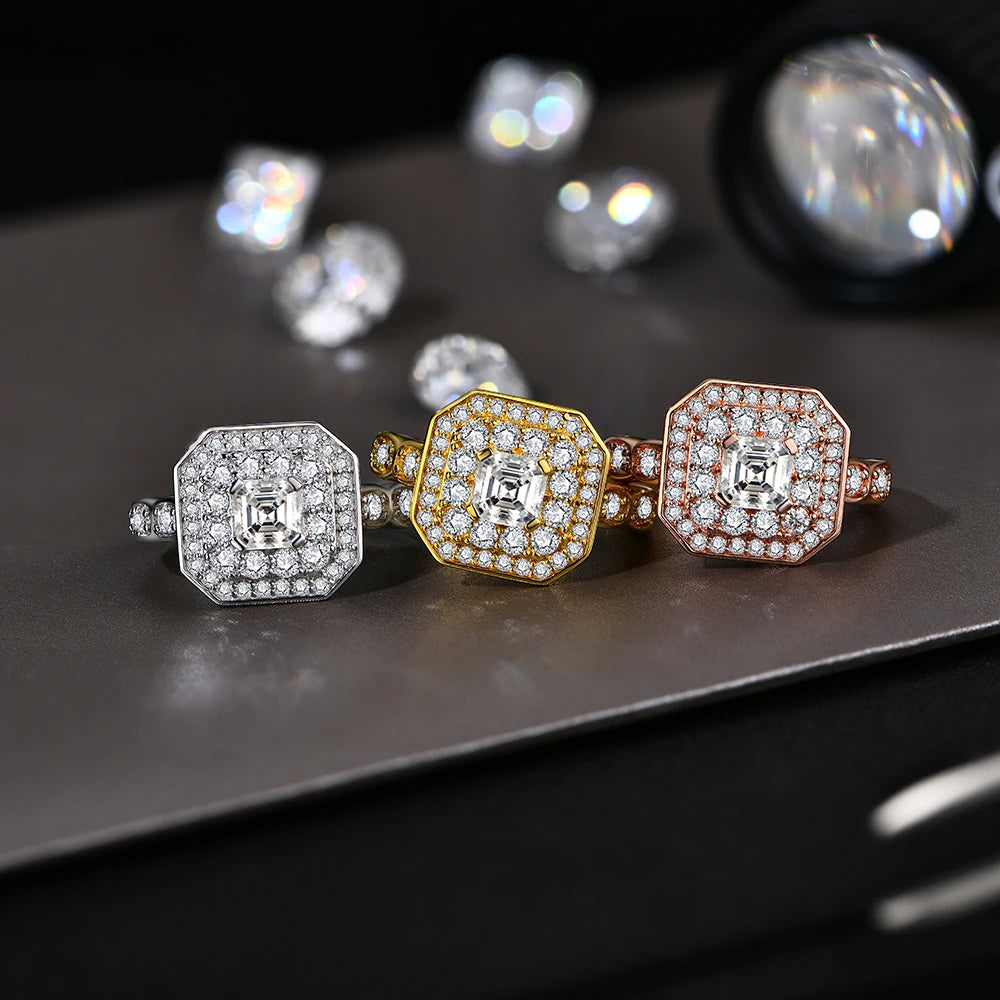 5*5 VVS1 D Color Moissanite Engagement Ring | Brilliant Cut.