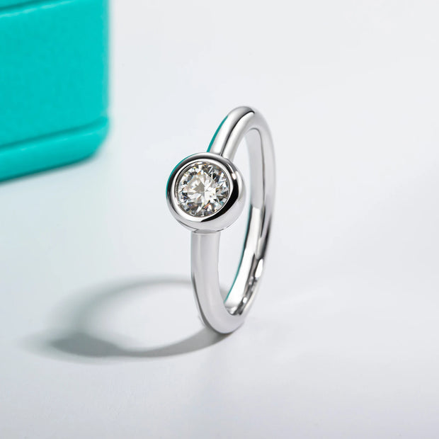 GK Moissanites 0.5ct D Color Moissanite Bezel Promise Ring