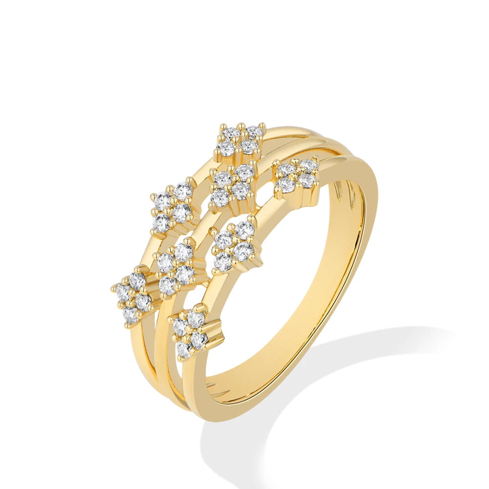 Three-Layer D VVS1 Moissanite Stackable Ring