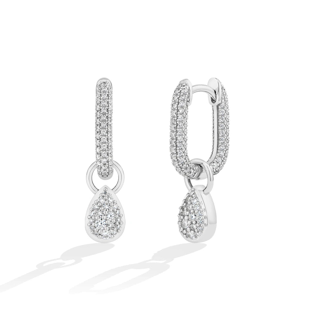 Moissanite Water Drop Pendant Hoop Earrings
