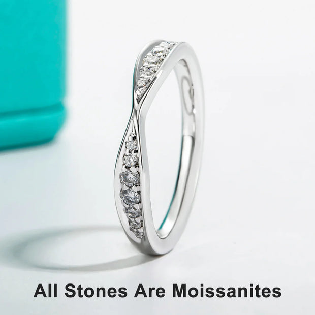 GK Moissanites Bow Tie D Color Moissanite Wedding Band Rings