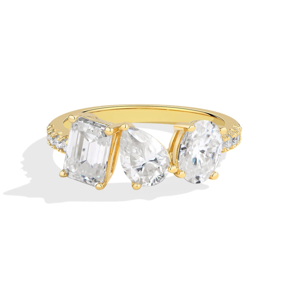 VVS1 D Color 3-Stone Moissanite Engagement Ring