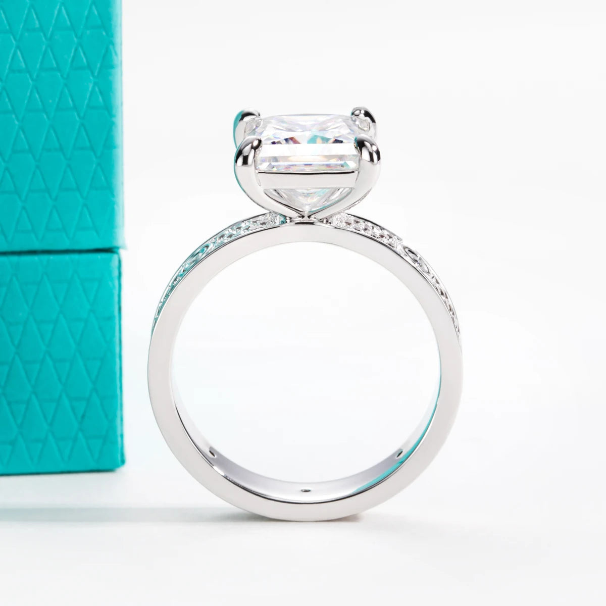 3 CT Moissanite Emerald Cut Engagement Ring