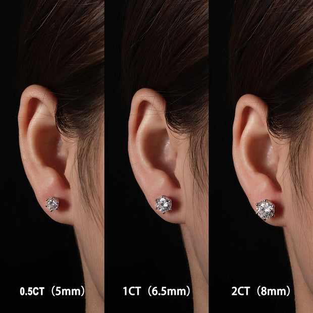 Total 4/2/1ct Moissanite Stud Earrings.