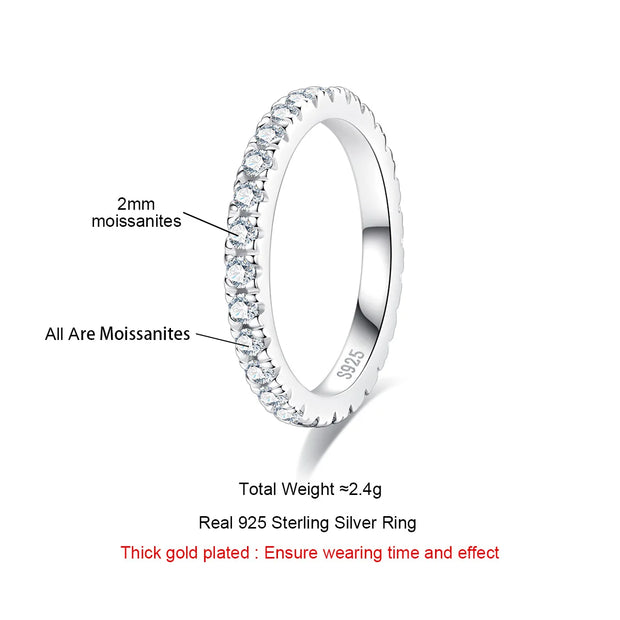 2 MM Round Cut Moissanite Wedding Band Ring
