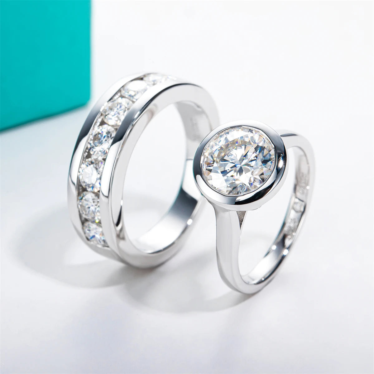 VVS1 D Color Moissanite Couple Rings