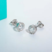 1cttw D Color Round Cut Moissanite Diamond Stud Earrings.