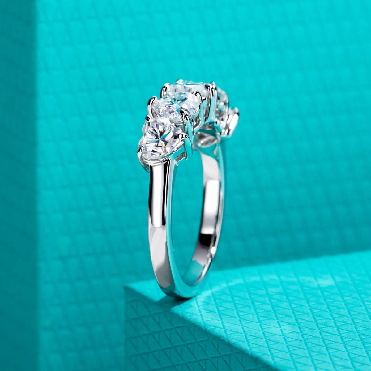 2.5 CTTW Heart Cut Moissanite Wedding Band