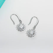 1 Carat Sunflower D Color Moissanite Drop Earrings.