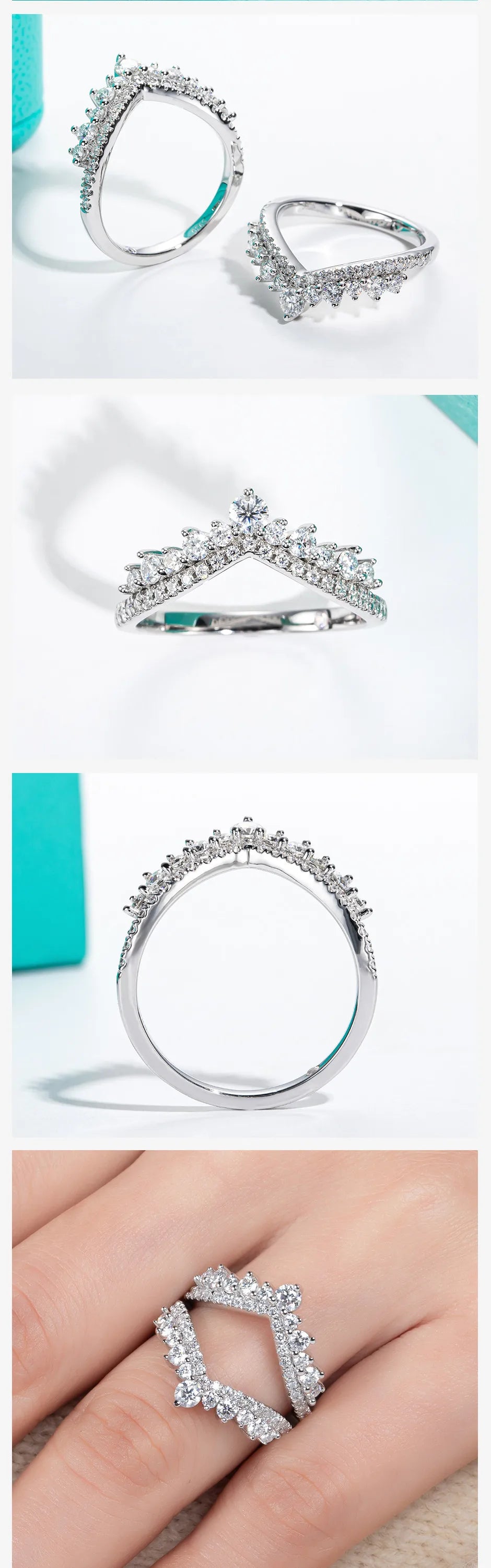 GK Moissanites 3mm Moissanite Heart Shape Wedding Bands