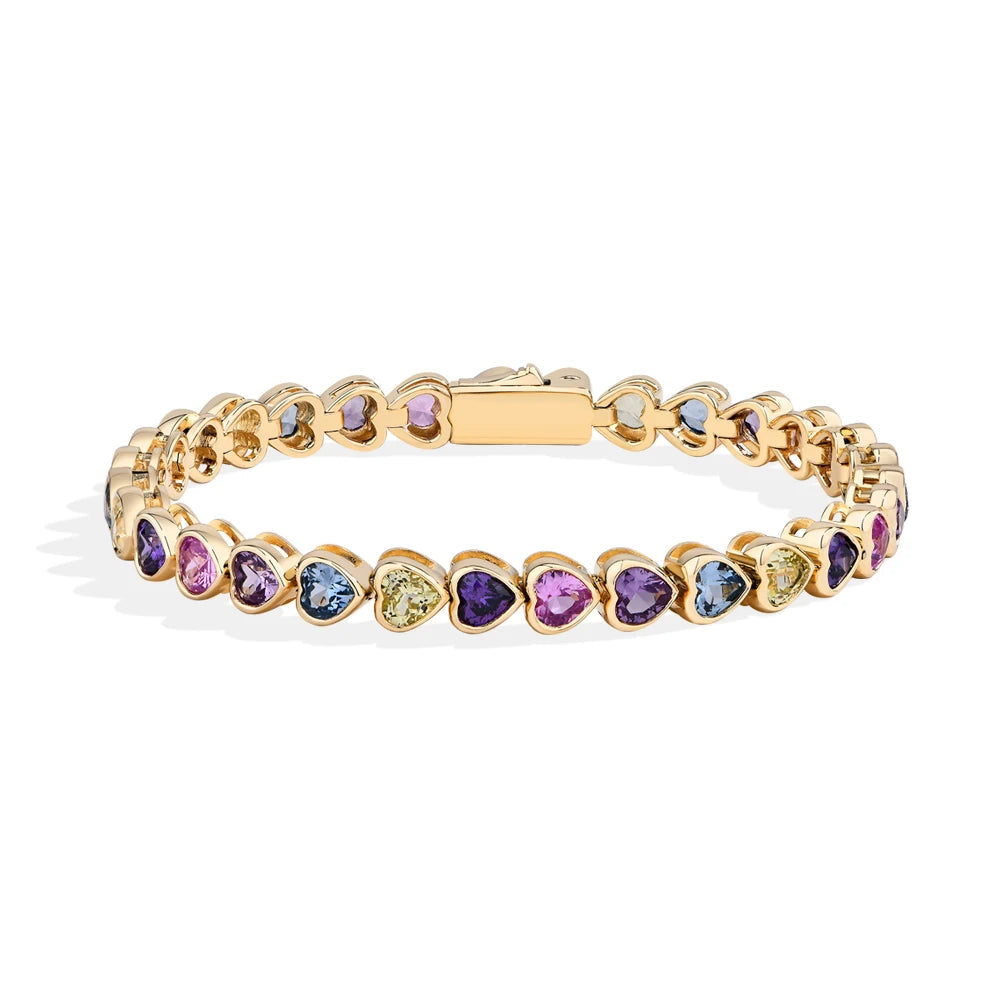 Heart-Shape Sapphire & Zircon Bracelet