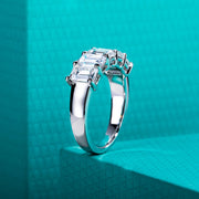 3 CTTW Emerald Cut Moissanite Wedding Band Ring