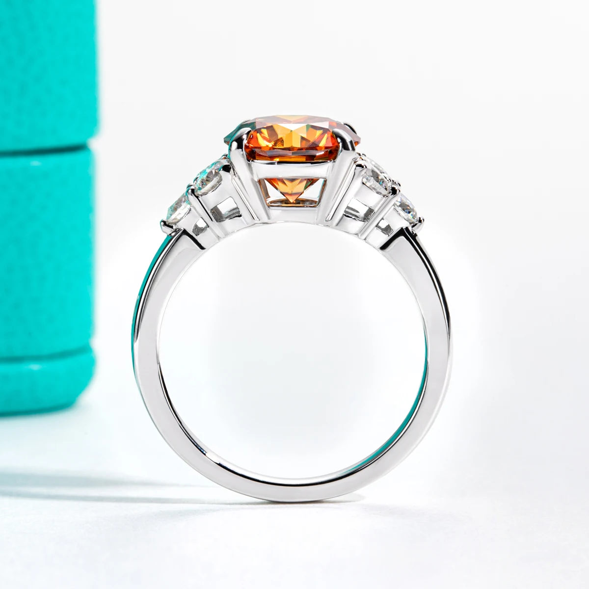 3 CT Red-Orange Moissanite Engagement Ring