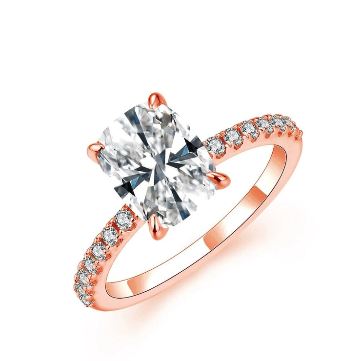 Moissanite Rings Cushion Cut 3.5CT D Color 18K 14K 10K.