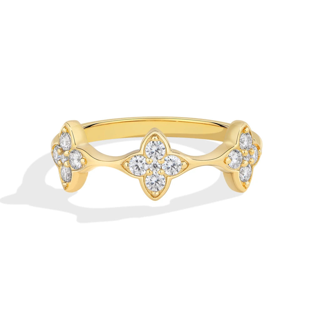 Lucky Clover Flower Moissanite Ring