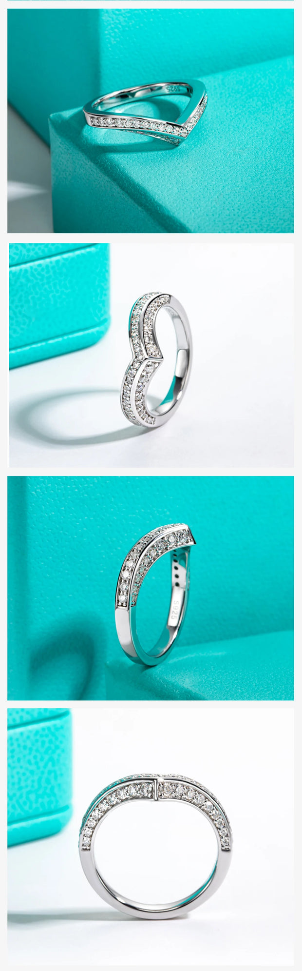 GK Moissanites 2mm D Color Moissanite V Shape Wedding Bands