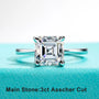 3 CT D Color Asscher Cut Moissanite Engagement Wedding Ring.