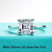 3 CT D Color Asscher Cut Moissanite Engagement Wedding Ring.