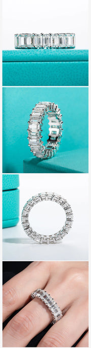 GK Moissanites 3*5mm 8.1cttw Emerald Moissanite Eternity Ring