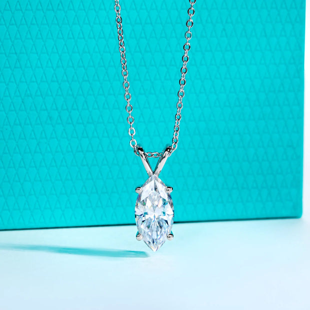VVS1 D Color Marquise Cut Moissanite Pendant Necklace