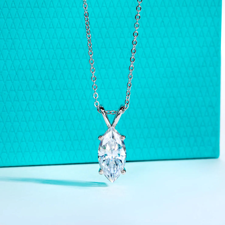VVS1 D Color Marquise Cut Moissanite Pendant Necklace