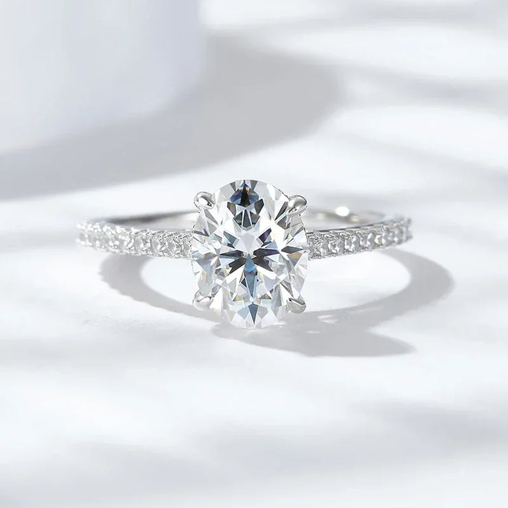 VVS1 D Color 3 CT Oval Cut Moissanite Engagement Ring.