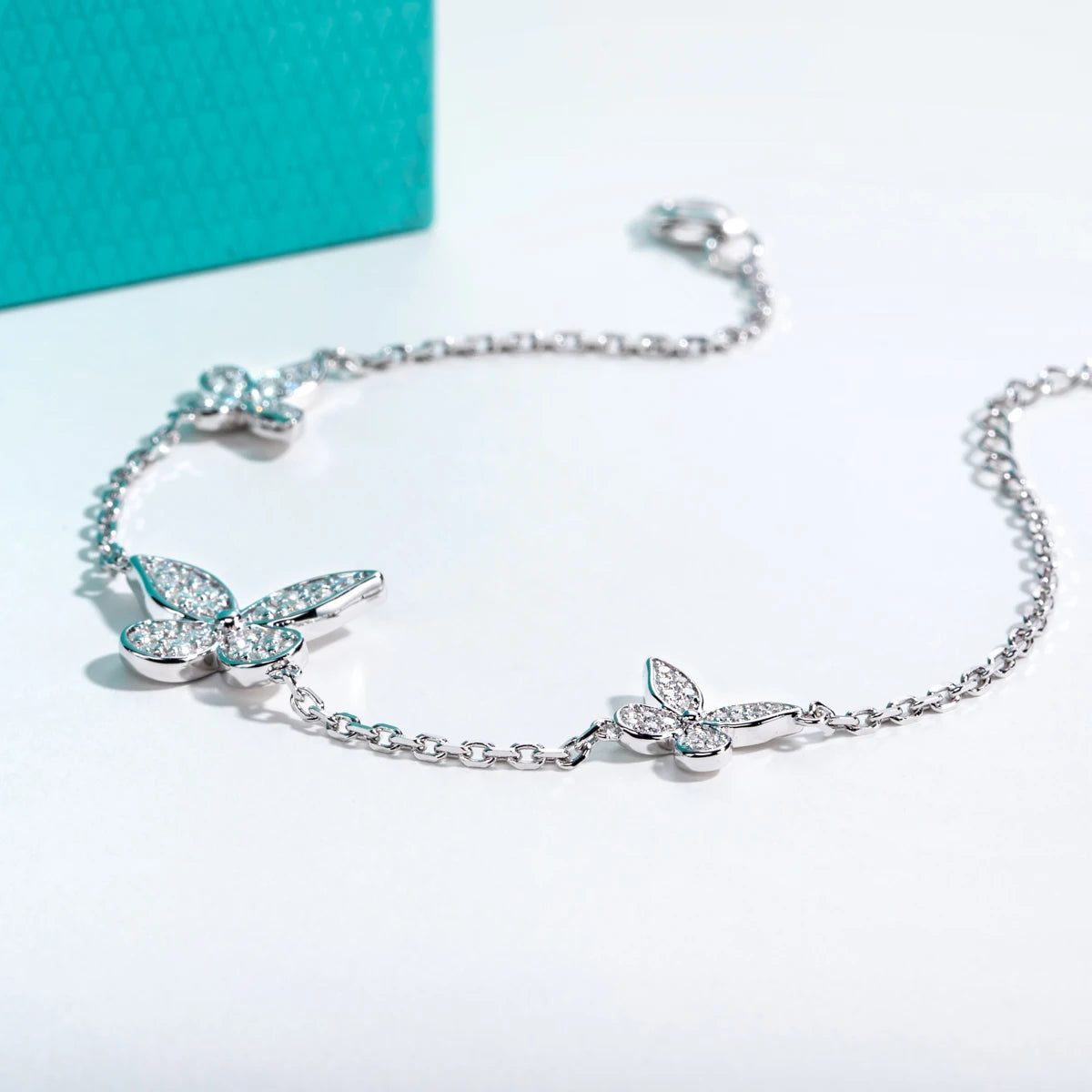 VVS1 D Color Butterfly Chain & Link Moissanite Bracelet