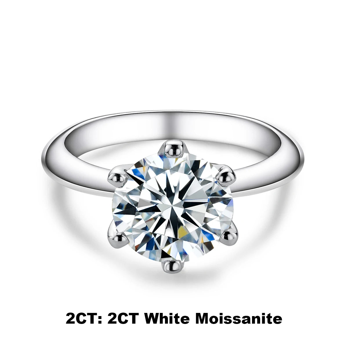 VVS1 Round Cut Solitaire Moissanite Engagement Ring