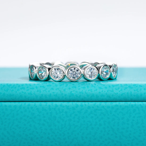 3mm Round Cut D Color Moissanite Eternity Band