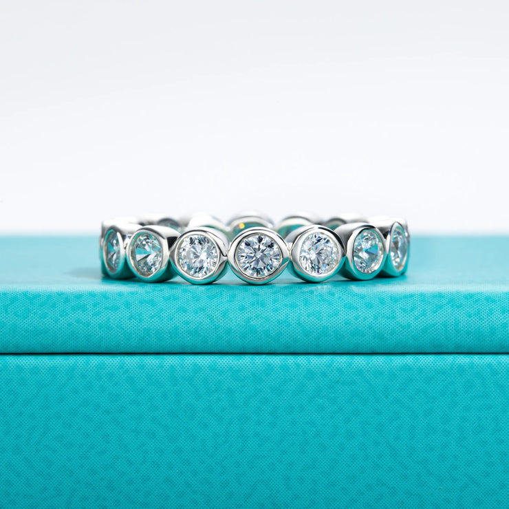 3mm Round Cut D Color Moissanite Eternity Band