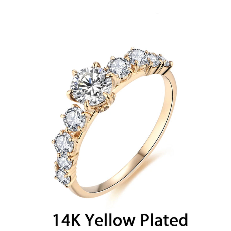 14K Yellow Gold Plated Brilliant Cut | 0.5 CT Moissanite Ring.