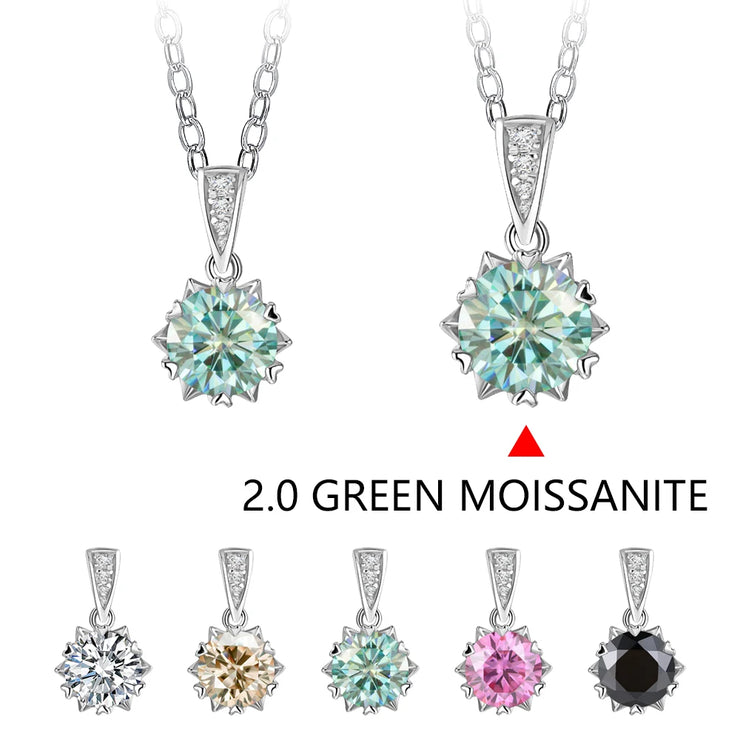 1.0-2.0 Carat Round Cut Moissanite Pendant Necklace.