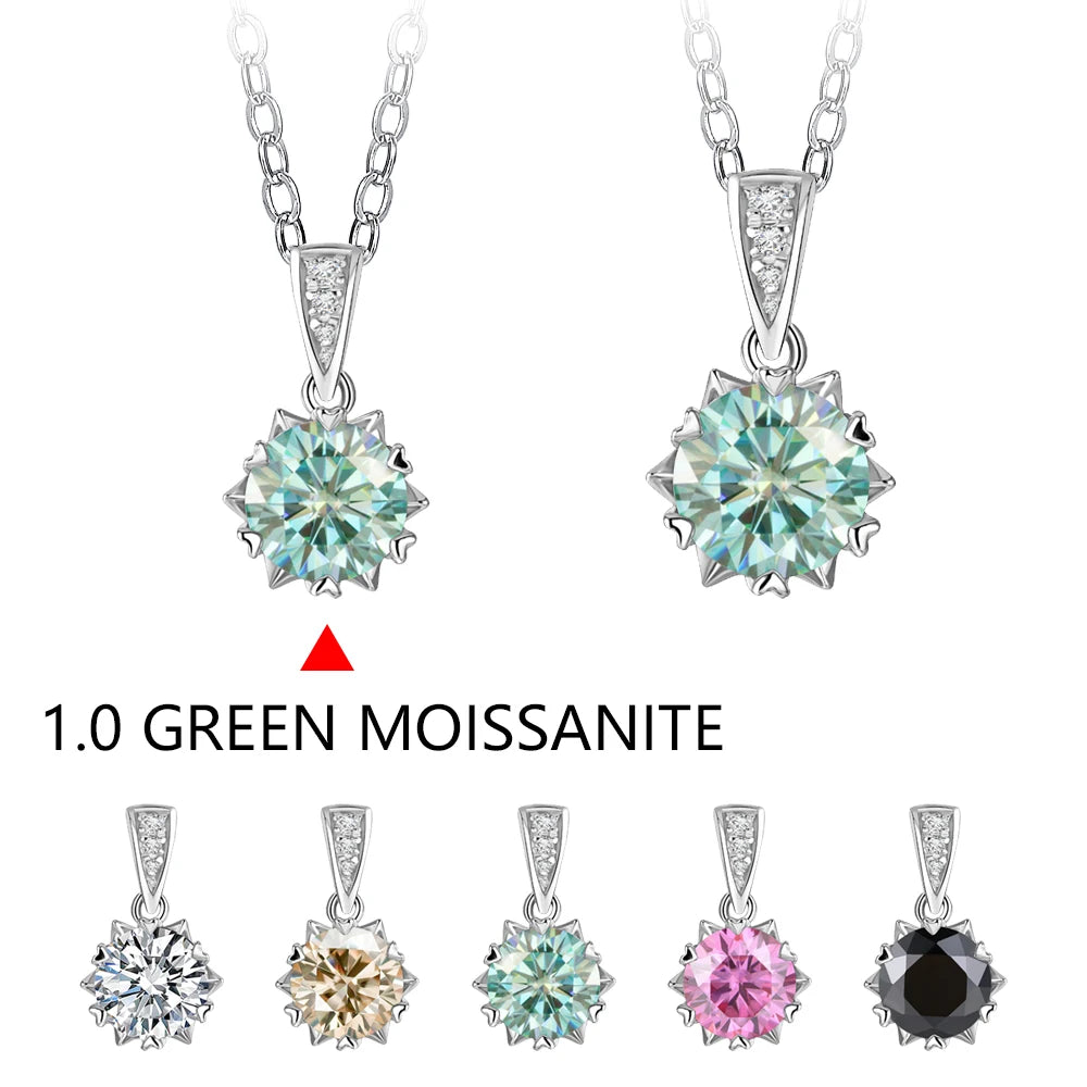 1.0-2.0 Carat Round Cut Moissanite Pendant Necklace.