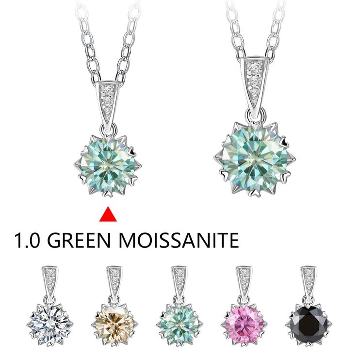 1.0-2.0 Carat Round Cut Moissanite Pendant Necklace.