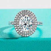 GK Moissanites 3ct Oval Cut Moissanite Double Halo Engagement Rings