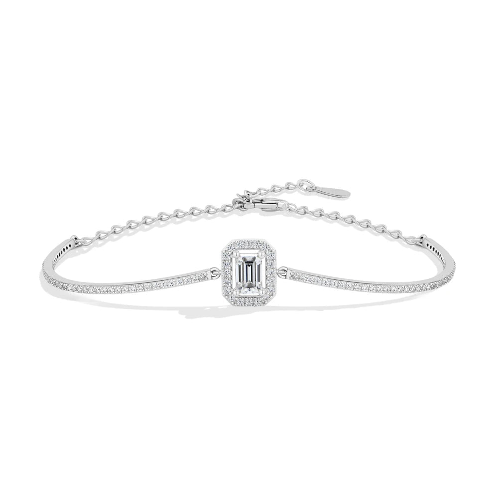 Emerald Cut Moissanite Adjustable Bracelet