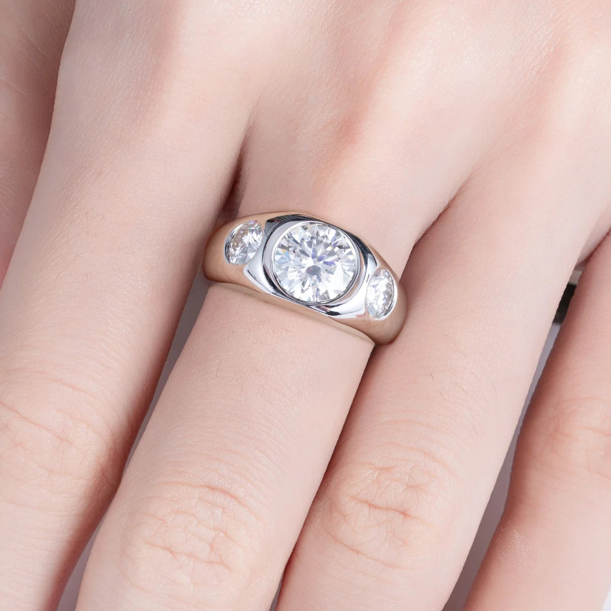 3 CTTW D Color Men's Moissanite Ring