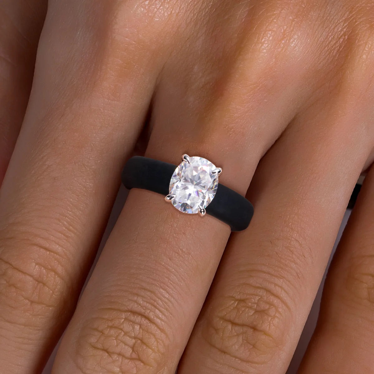 3 CT Oval Cut Moissanite Silicone Ring
