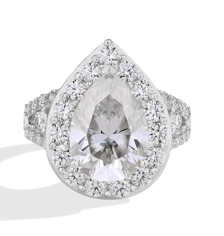 6 CT Pear Cut Moissanite Engagement Ring