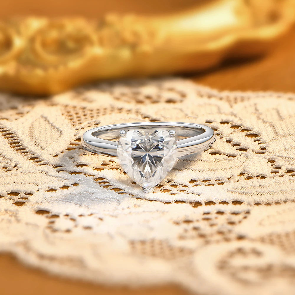 3 CT Heart Cut Moissanite Solitaire Engagement Ring