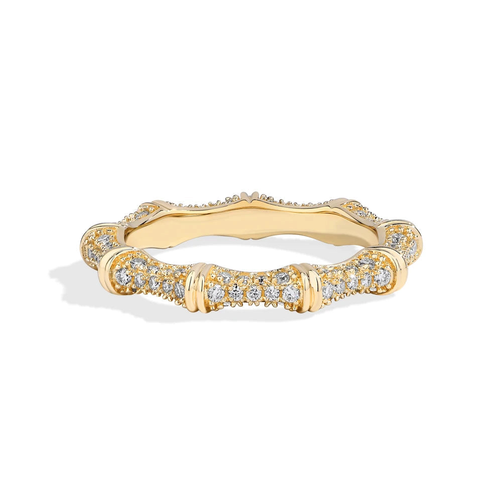 Sparkling Bamboo Design Moissanite Ring