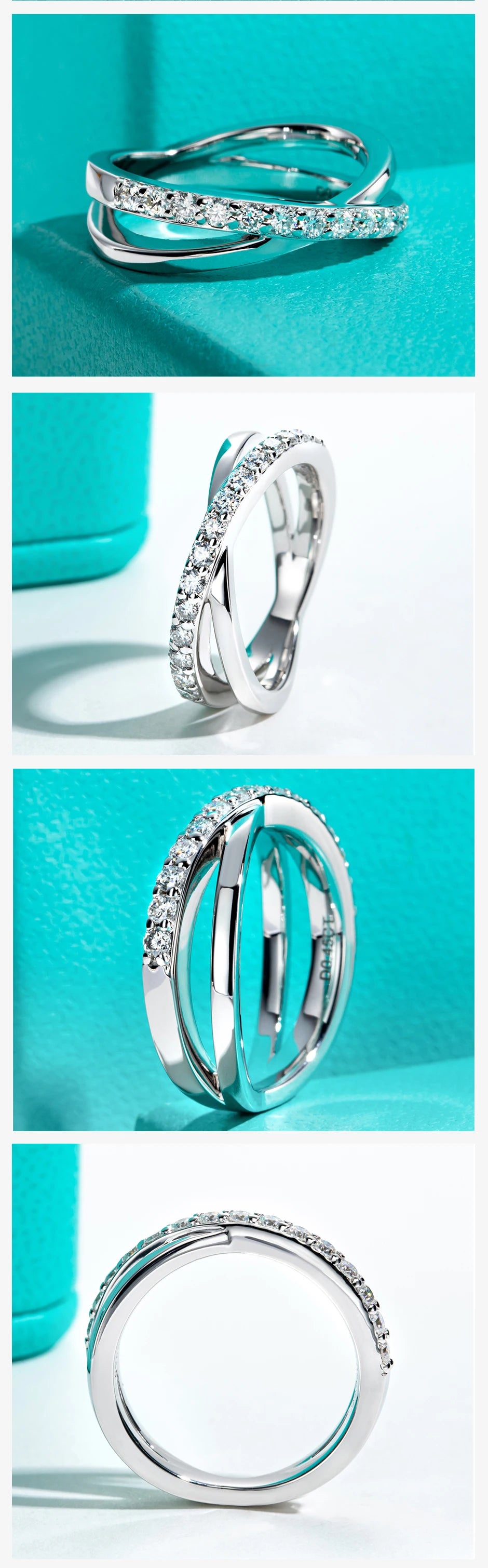 GK Moissanites 2mm D Color Moissanite Cross Band Ring